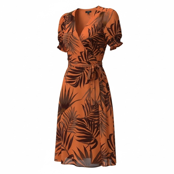 Alex Marie Dresses & Skirts - Alex Marie NWOT Tropical Orange Wrap Dress size 8